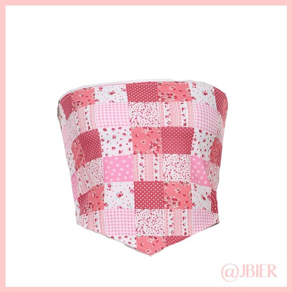 Y2K Checkered Bandana Crop Top - Picture 3 of 5